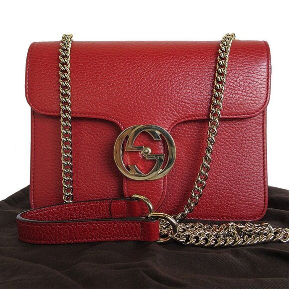GUCCI Red Leather Shoulder Bag - Picture 1 of 5